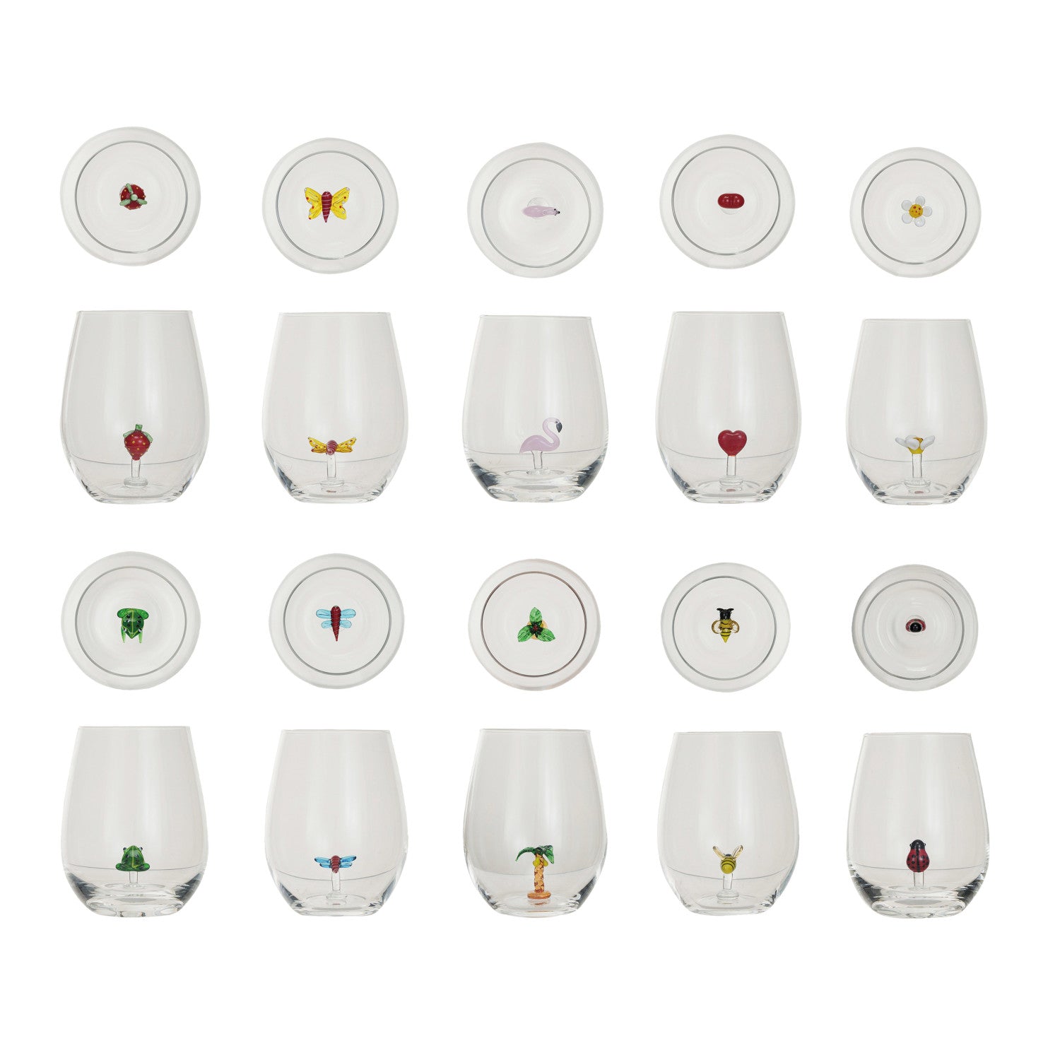 Stemless Wine Glass w/ Figure Inside - Vintage MC