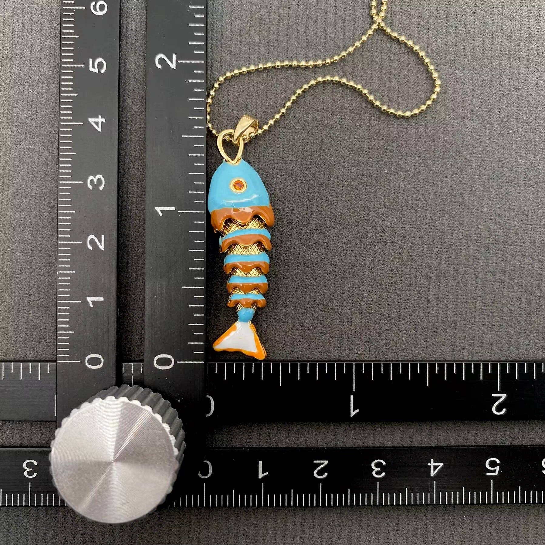 Summer Ocean Style Enamel Fish Charm Necklace - Vintage MC