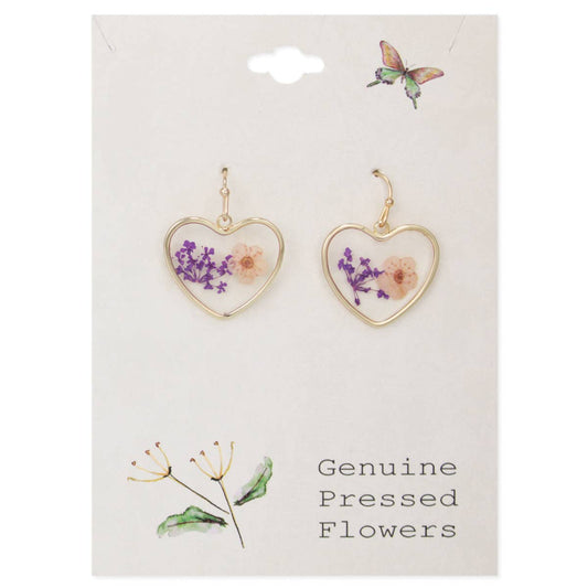 Sweet Heart Dried Flower Earrings - Vintage MC