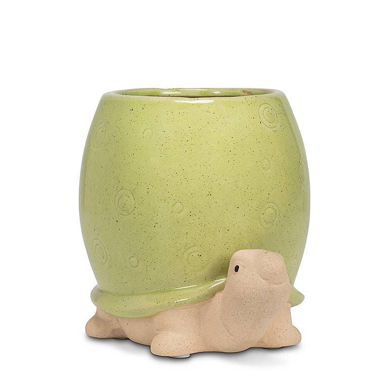 Tall Green Turtle Planter - 5"H - Vintage MC