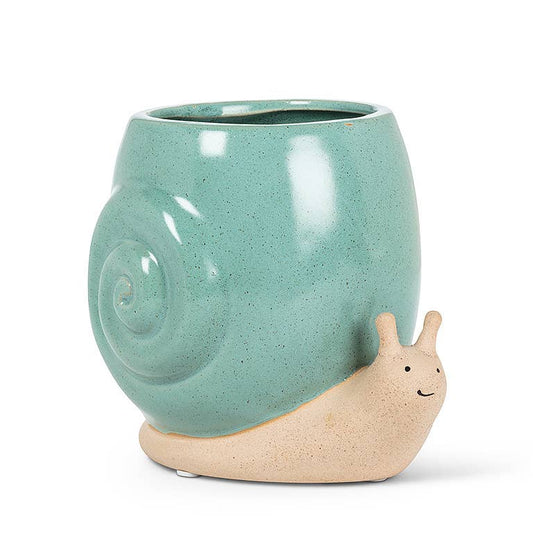 Tall Turq Snail Planter - 5"H - Vintage MC