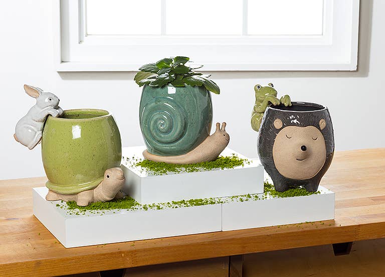 Tall Turq Snail Planter - 5"H - Vintage MC
