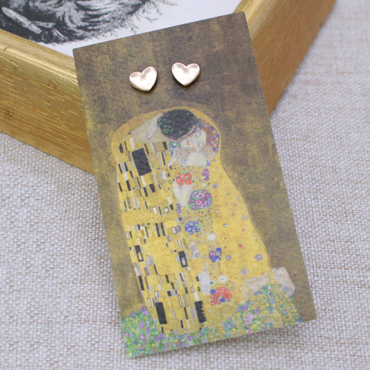 The Kiss Fine Art Gold Heart Earrings - Vintage MC