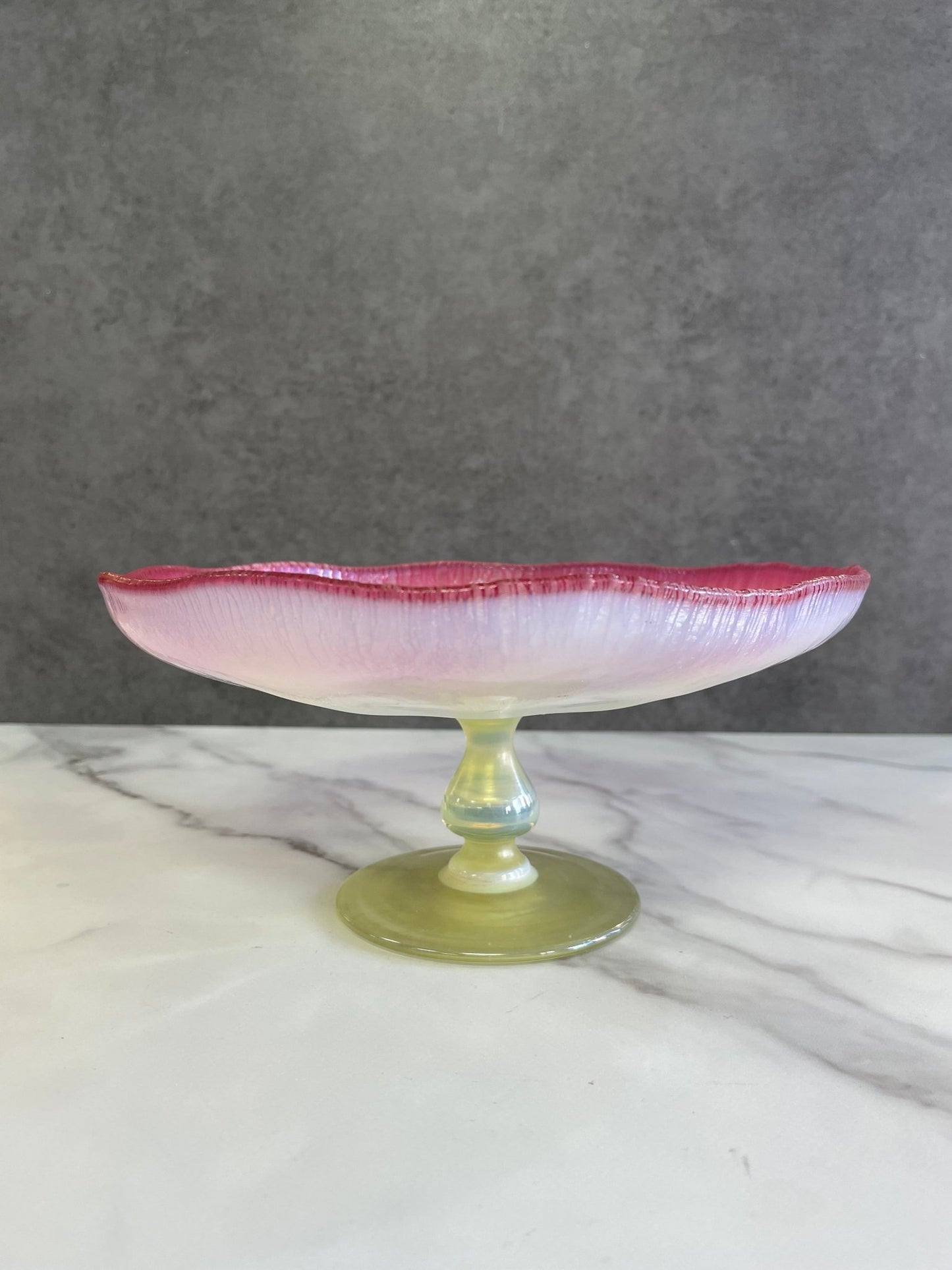 Tiffany & Co. Signed Glass Favrile Footed Compote - Vintage MC
