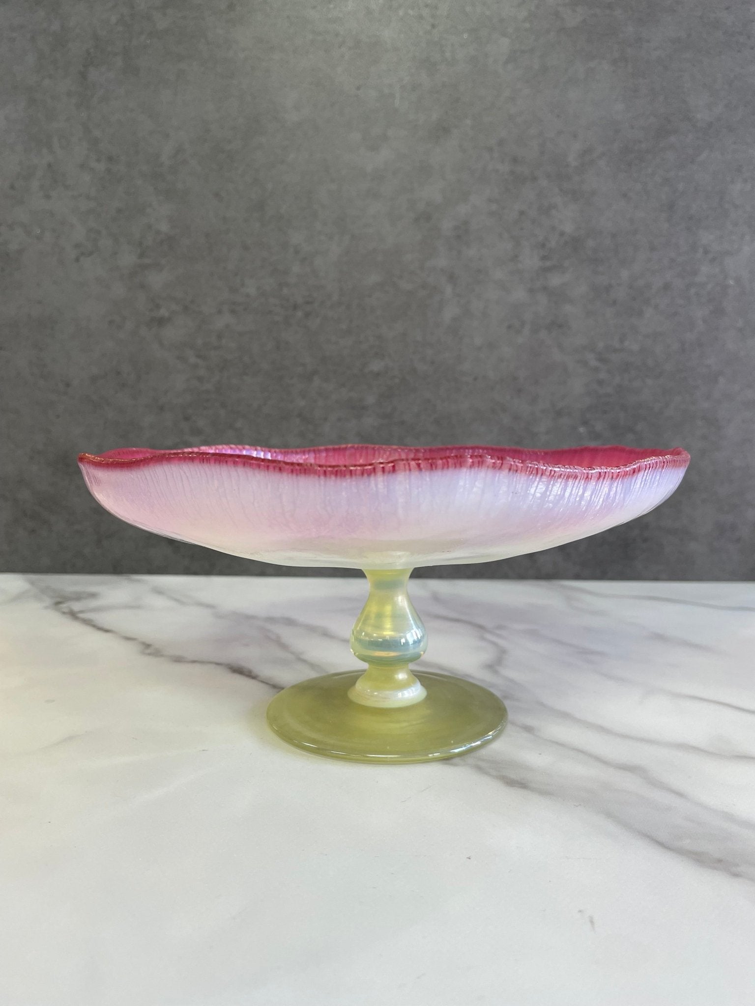 Tiffany & Co. Signed Glass Favrile Footed Compote - Vintage MC