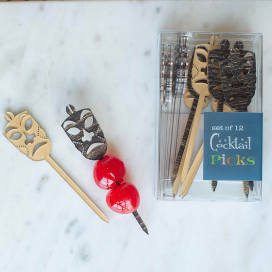 Tiki Mask Cocktail Pick Set - Vintage MC