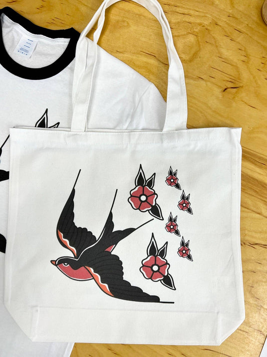 Traditional Sparrows and Flowers Carry - All Tote - Vintage MC