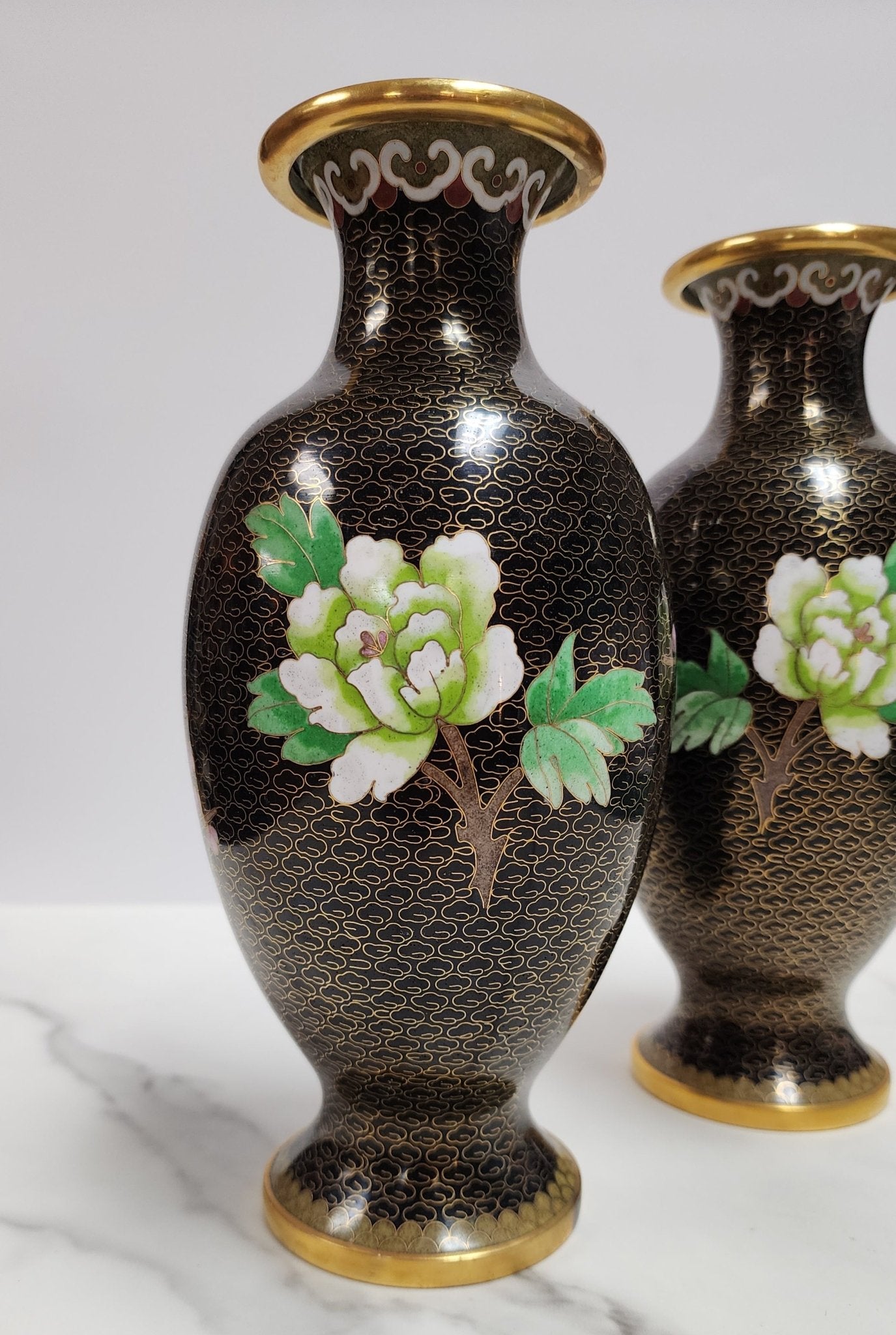 Vintage Chinese Cloisonne Metal Vases - Vintage MC