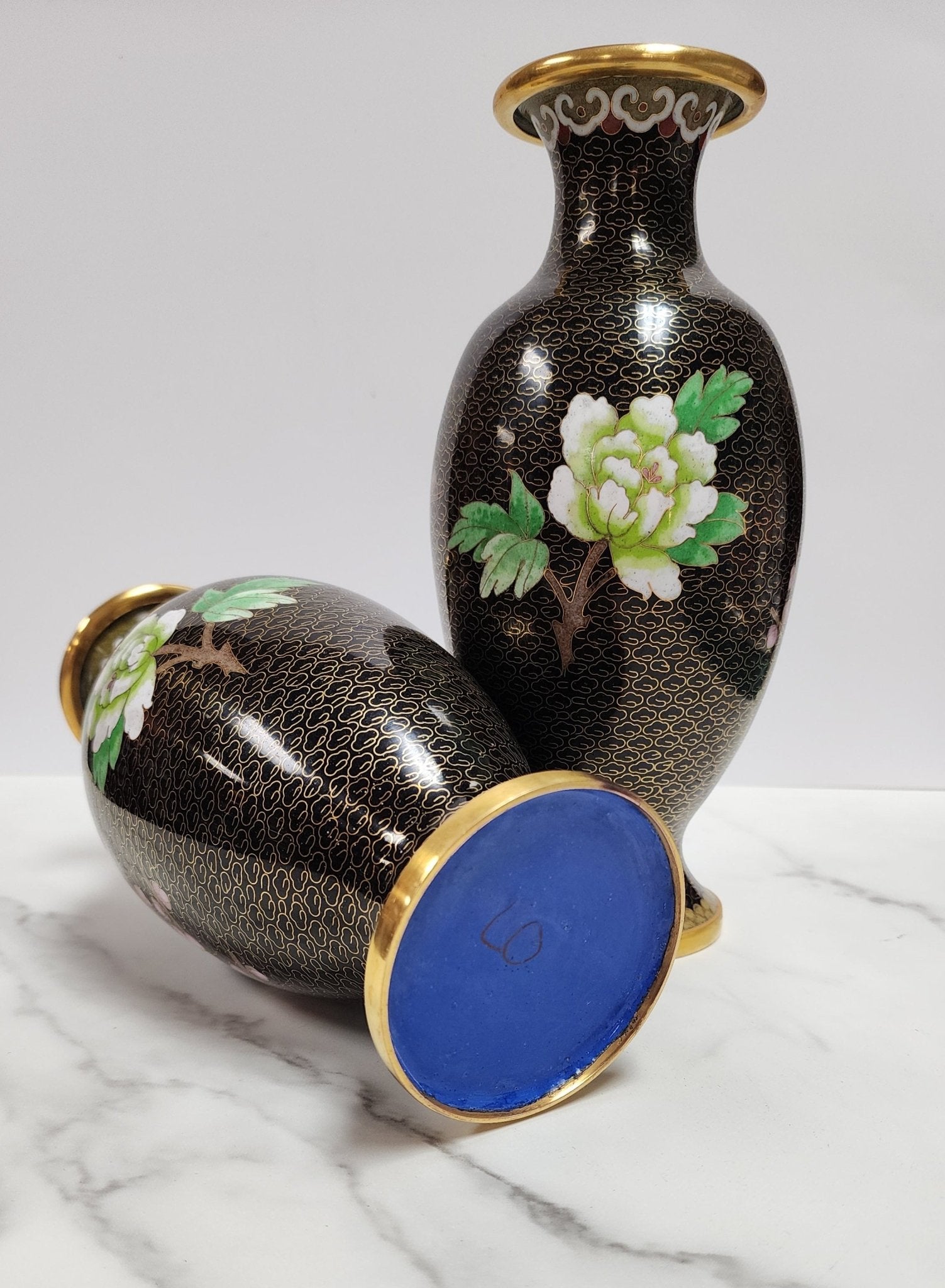 Vintage Chinese Cloisonne Metal Vases - Vintage MC