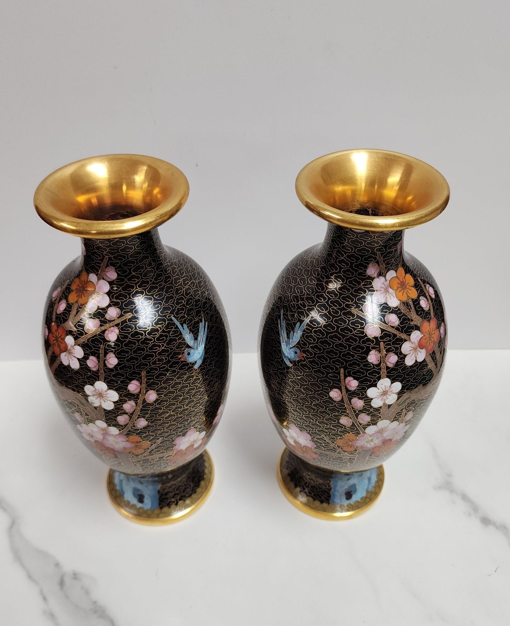 Vintage Chinese Cloisonne Metal Vases - Vintage MC