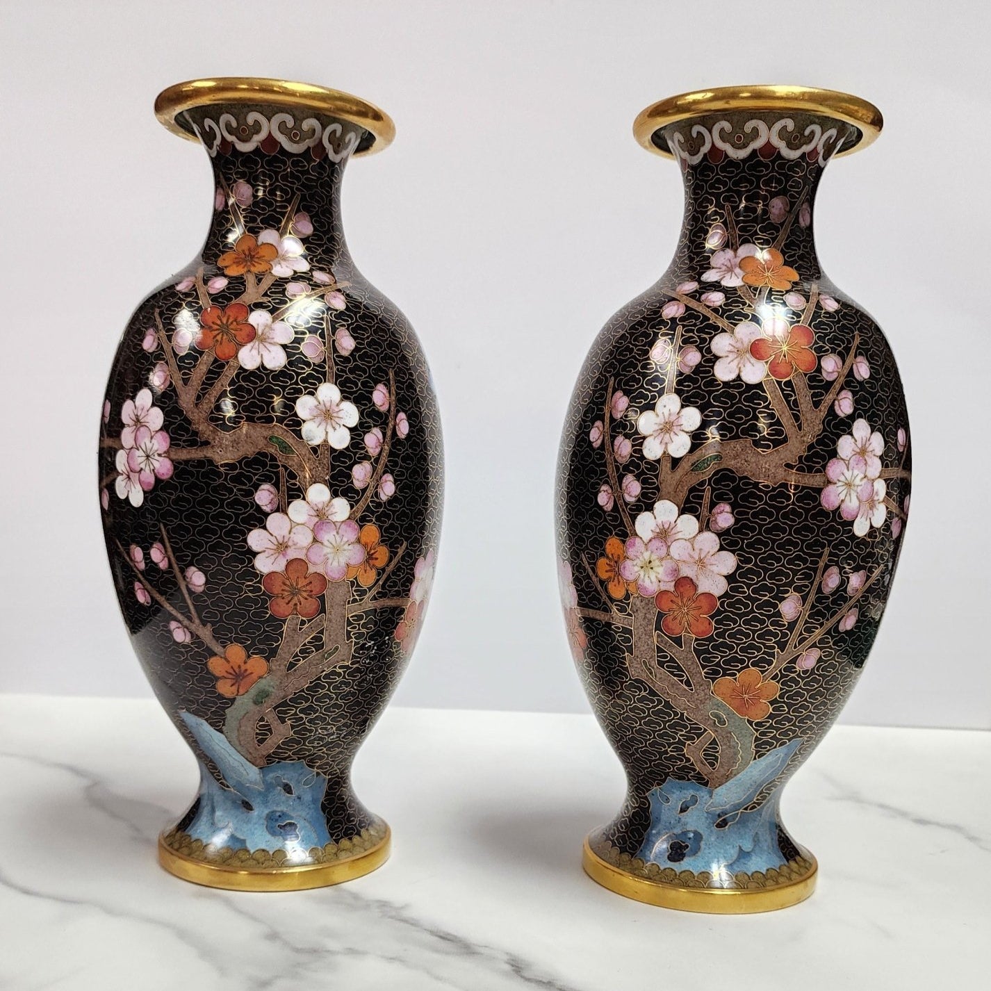 Vintage Chinese Cloisonne Metal Vases - Vintage MC