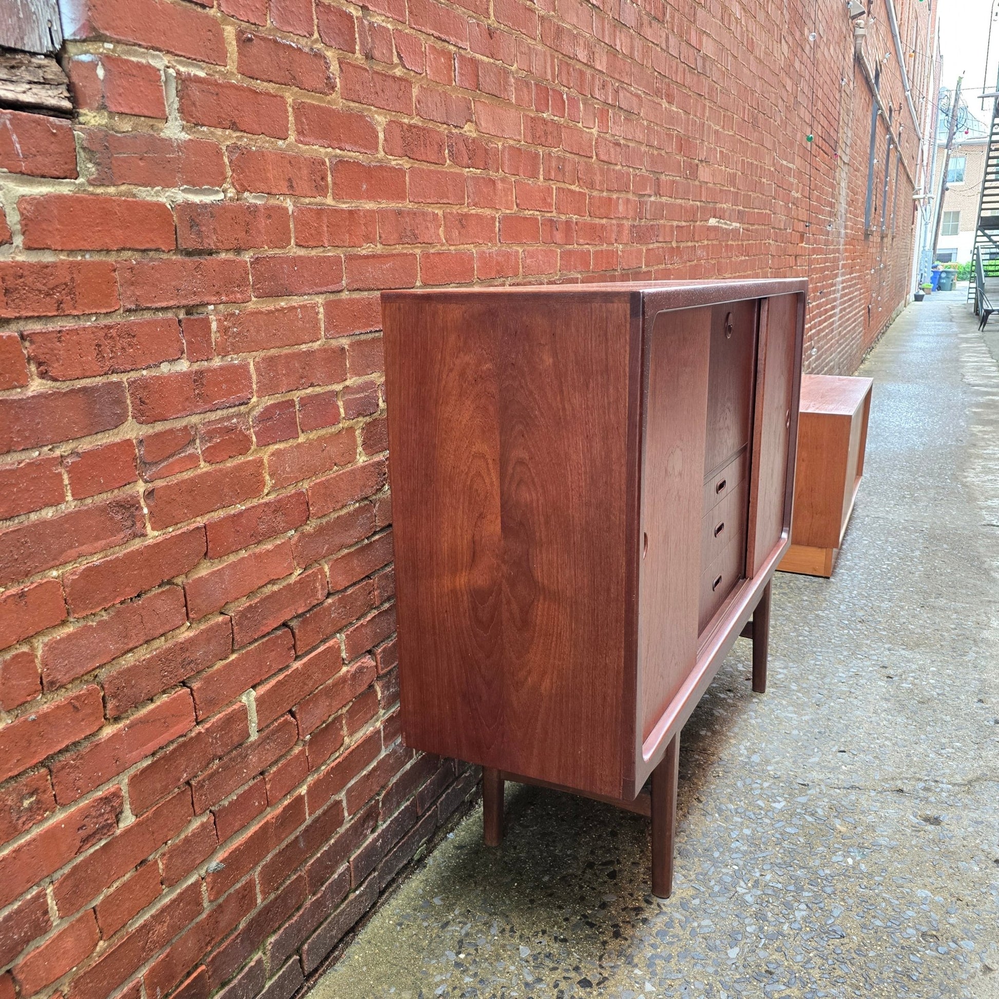 Vintage Danish Teak Tall Credenza Bar - Vintage MC