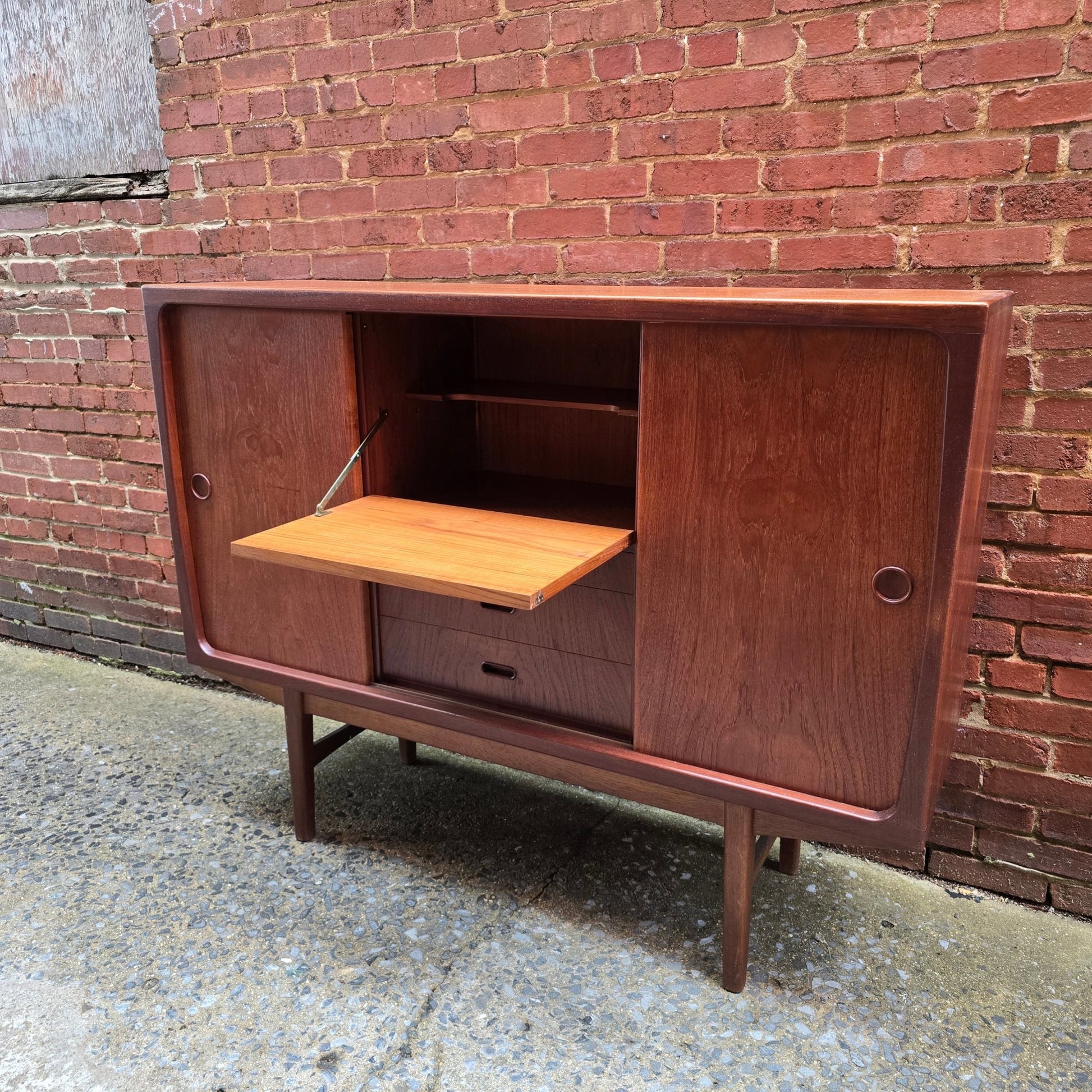 Vintage Danish Teak Tall Credenza Bar - Vintage MC