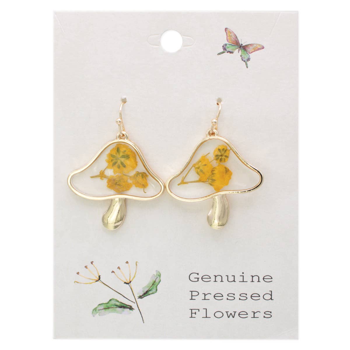 Vintage Toadstool Dried Flower Earrings - Vintage MC