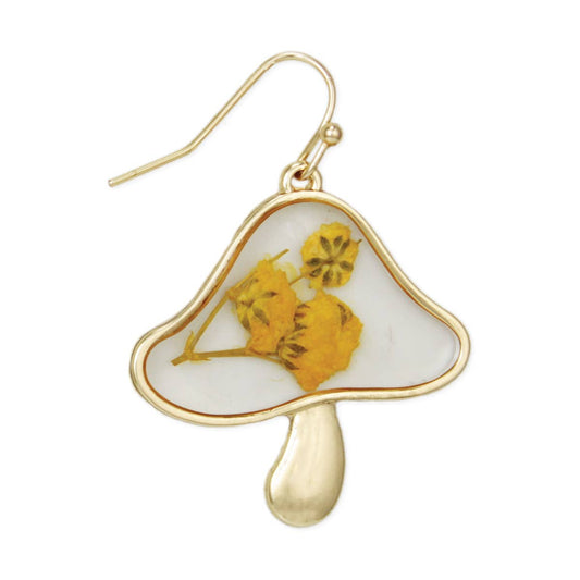 Vintage Toadstool Dried Flower Earrings - Vintage MC