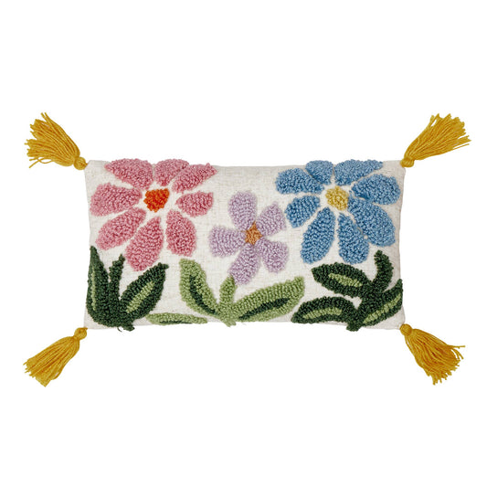 Wavy Floral Field w/Tassels Tufted Pillow - Vintage MC