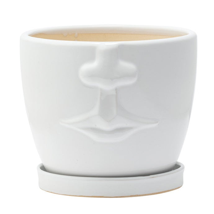 White Face Planter with saucer - Vintage MC