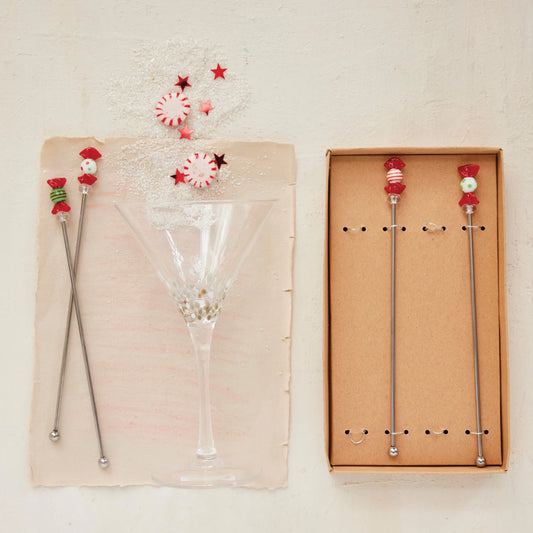 Holiday Blown Glass Stirrers