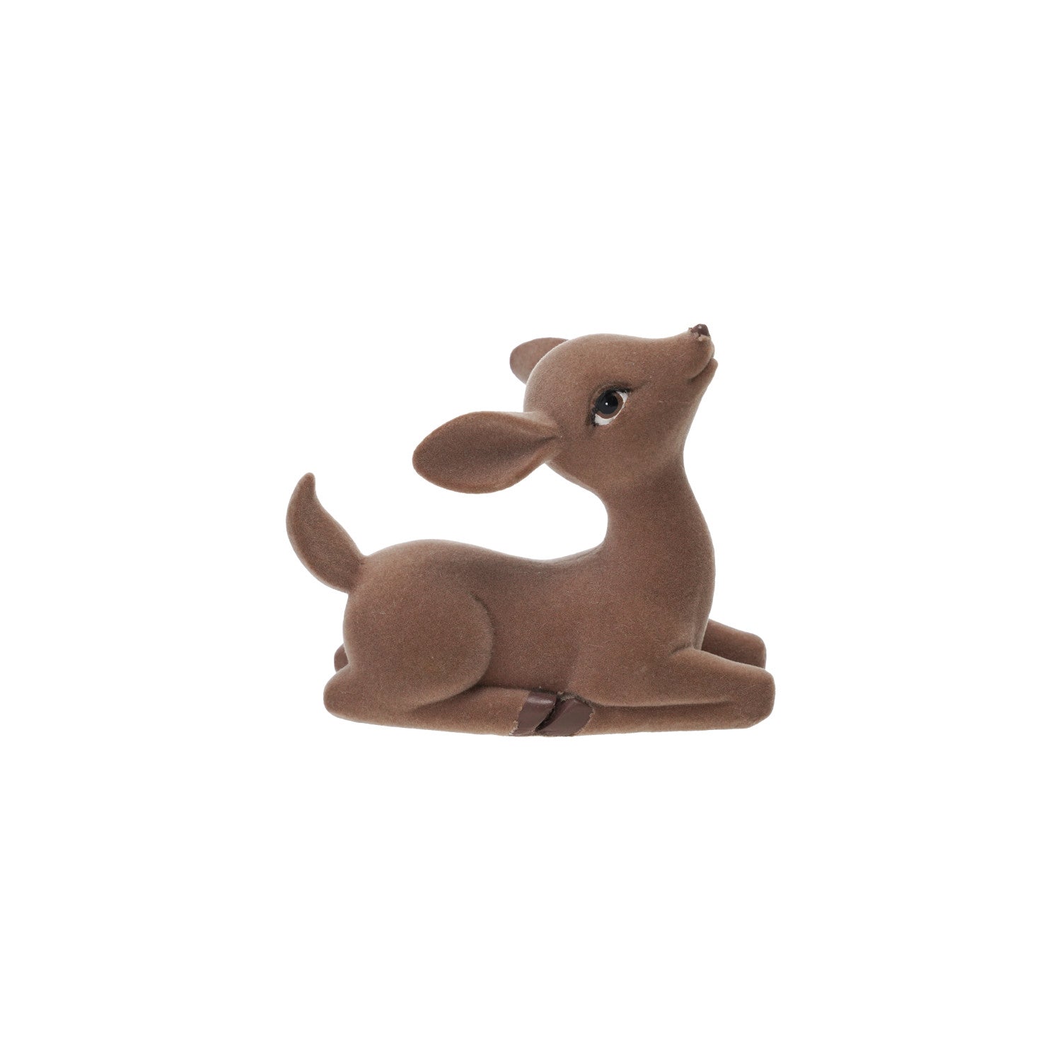 4"L x 2-1/4"W x 3-1/4"H Flocked Resin Sitting Fawn, Brown