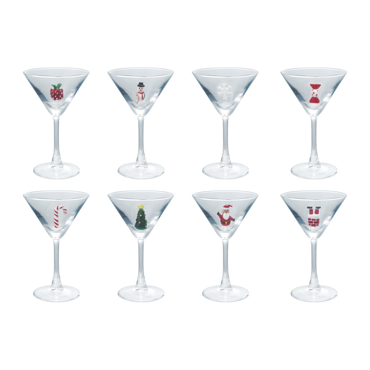 4 oz. Martini Glass with Hand-Blown Holiday Figure, 8 Styles