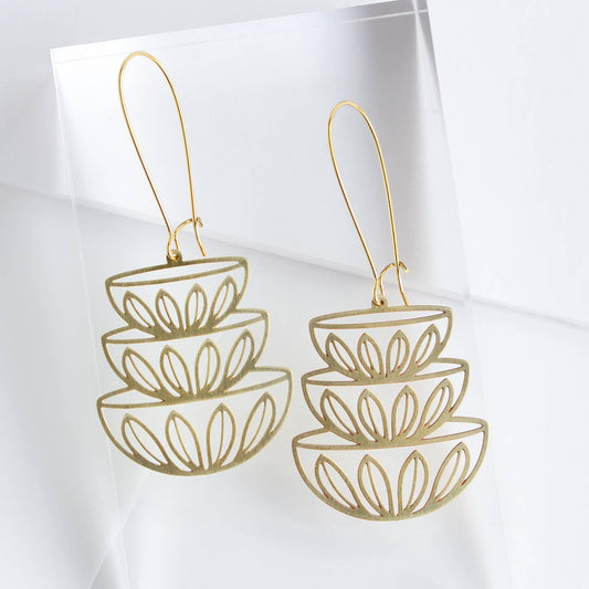 Retro Bowls Stacked Earrings | Cathrineholm Lotus Pattern