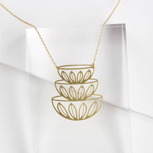 Retro Bowls Stacked Necklace | Cathrineholm Lotus Pattern