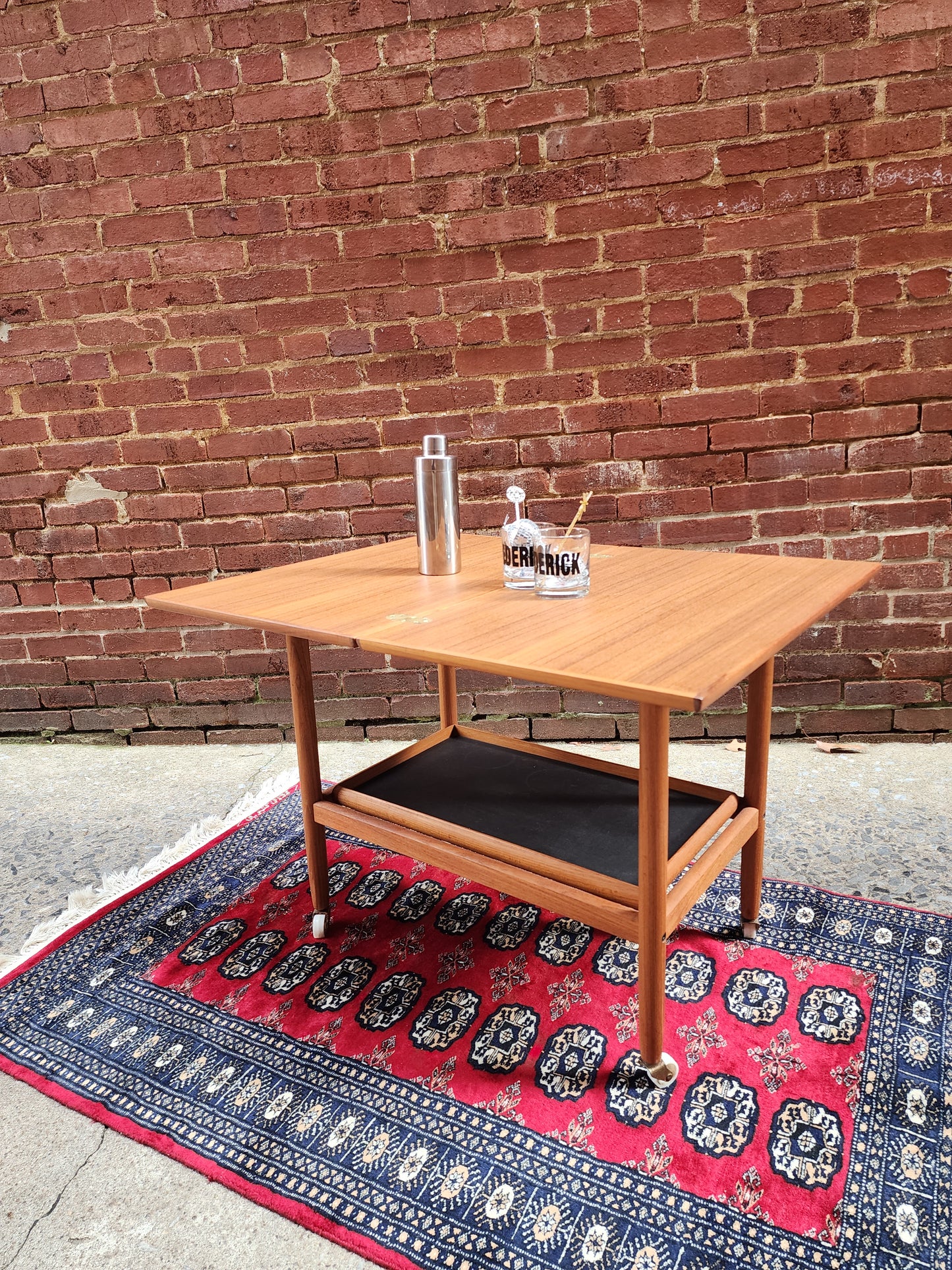 Greta Jalk Danish Teak Convertible Bar Cart