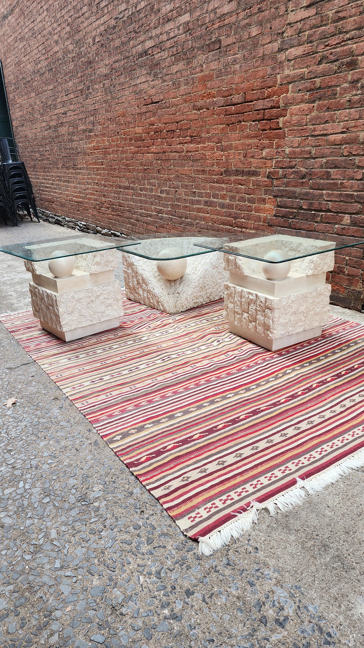 Mactan Stone and Glass Side Tables