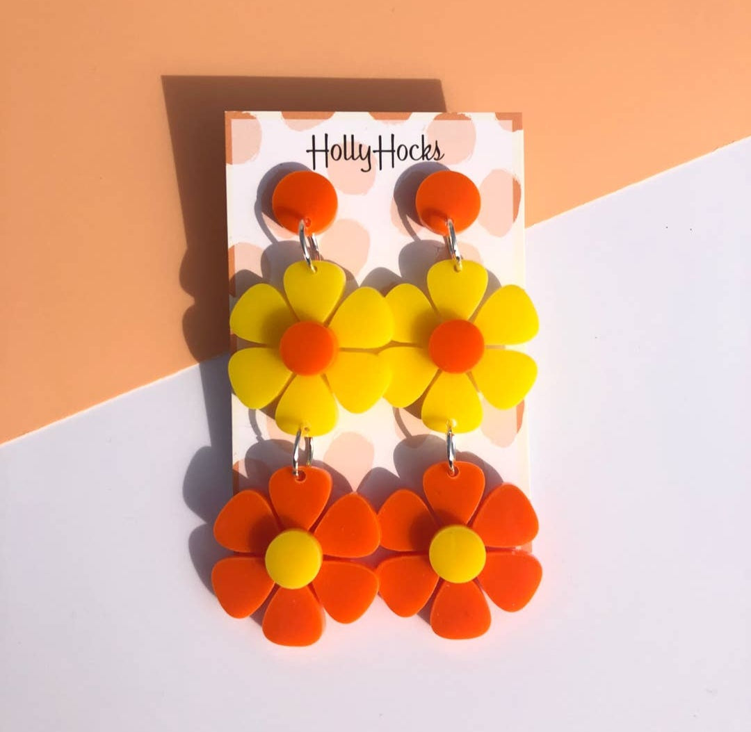 HollyHock Double Flower Earring