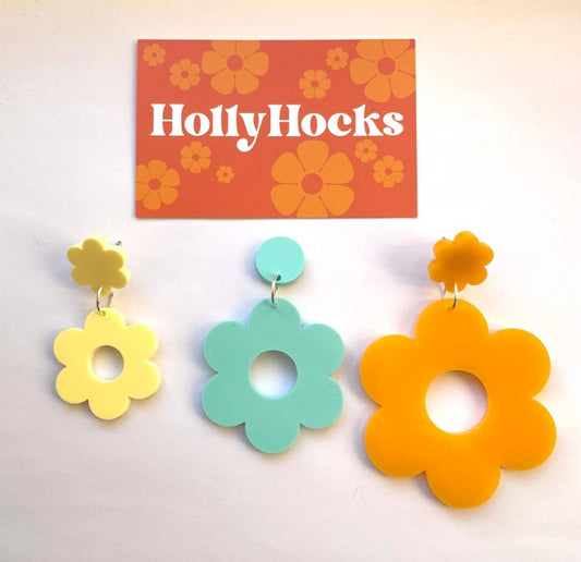 HollyHock Retro Flower Earrings