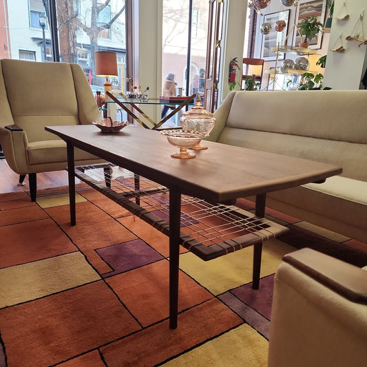 Danish Teak Coffee Table with Shelf - Vintage MC