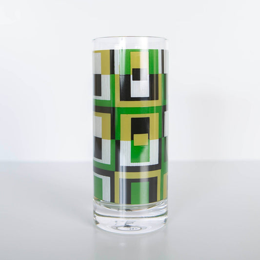 Green Squares Highball Cocktail Glass - Vintage MC