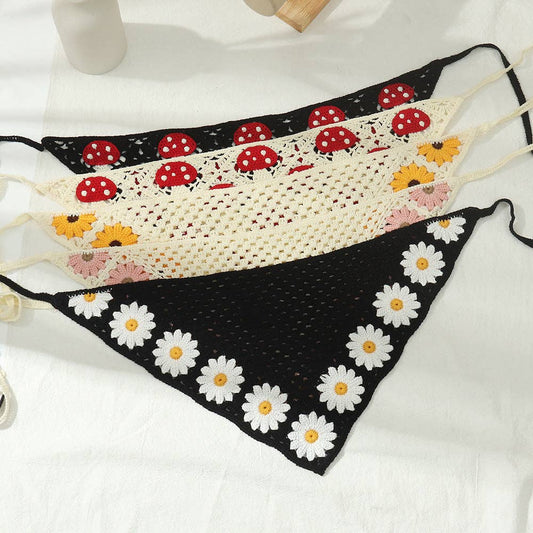 Handmade Crochet Headband Sunflower Mushroom - Vintage MC